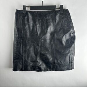 Vintage Black Genuine 100% Leather Skirt | US Size 8